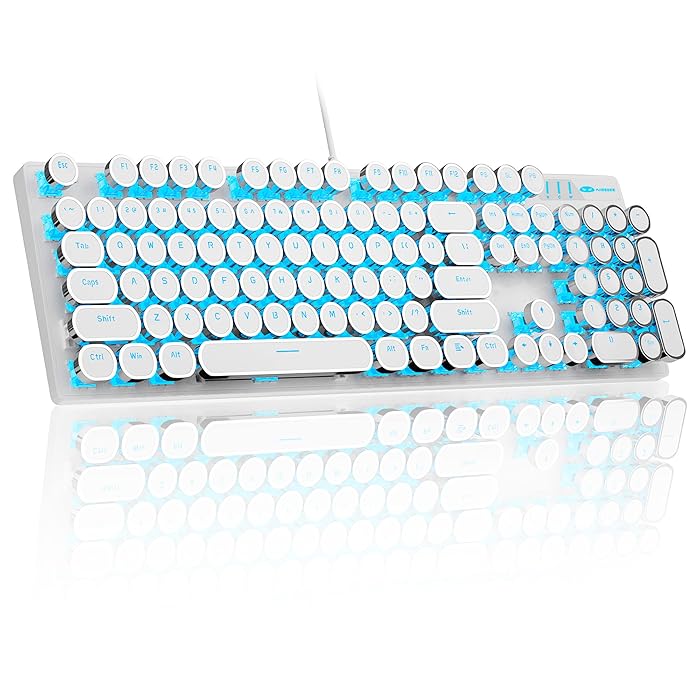 Buy MageGee Typewriter Mechanical Gaming Keyboard, Retro Punk Round