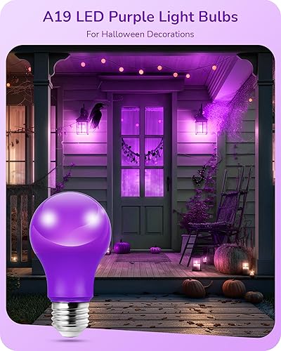 Miniatura 2 de EDISHINE Bombilla azul A19, bombilla LED azul E26, 9 W (equivalente a 60 W), luces azules al aire libre para decoración de Navidad, porche, jardín,