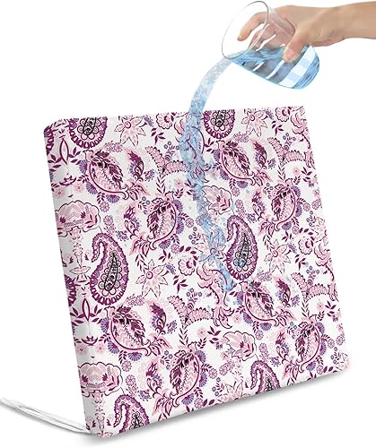 Miniatura 8 de Paquete de 4 fundas de cojín extraíbles para silla, impermeables, estampado de cachemira morada, patrón de flores étnicas bohemias, fundas