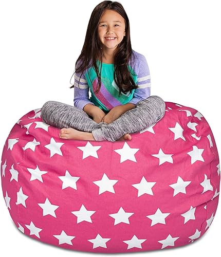 Miniatura 371 de Posh Stuffable - Sillón puff con almacenamiento para niños, contenedor de animales de peluche, organizador de juguetes de niños Lienzo Burbujas Azul