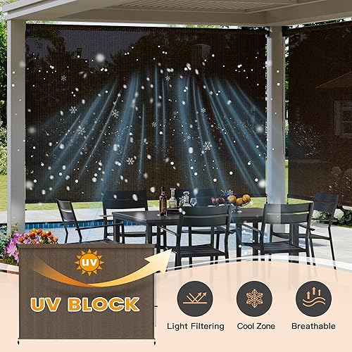 Miniatura 4 de VICLLAX - Persiana enrollable para exteriores, persianas para patio (6 pies de ancho x 6 pies de largo), color café moca