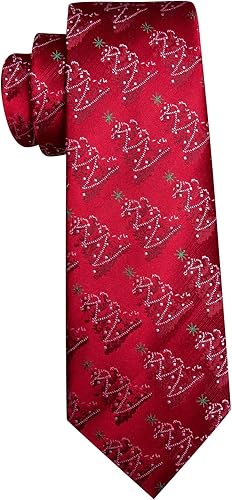 Miniatura 6 de Barry.Wang Conjunto de corbata para hombre, corbata de Navidad, festival, árbol de Navidad, copos de nieve, pañuelo tejido de seda, gemelos