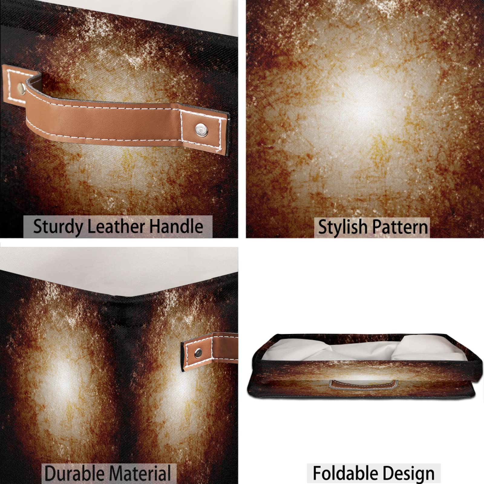 Vasto contenitore con motivi di spazio esterno cestino decorativo cielo stellato con manici armadio mensola organizer per casa e ufficio, confezione da 2