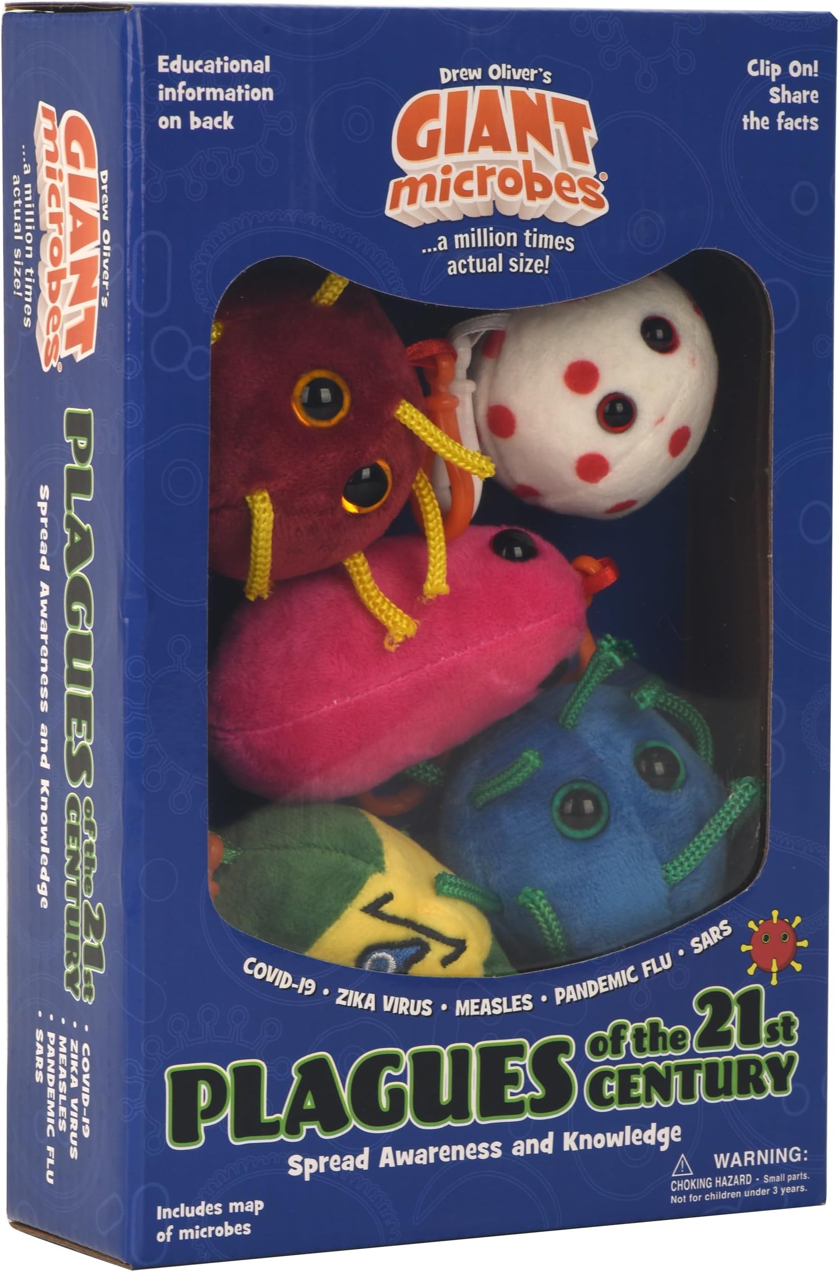 GIANT MICROBES Plagues of The 21st Century Themed Gift Box, covid Plush, covid Plush Toy, covid Gag Gifts, covid Gifts, covid Stuffed Animal, Plush Keychain, History Teacher Gifts