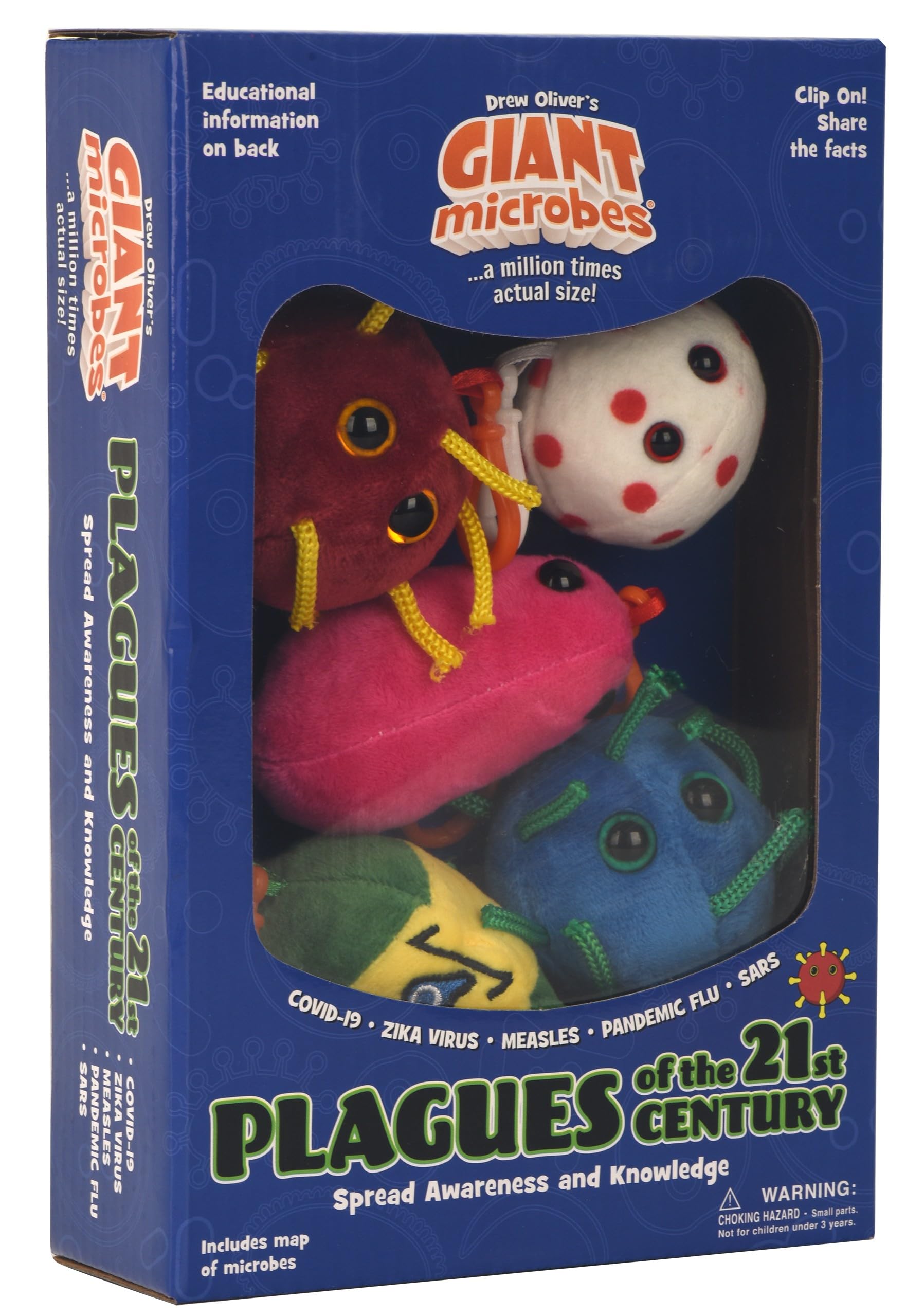 GIANT MICROBES Plagues of The 21st Century Themed Gift Box, covid Plush, covid Plush Toy, covid Gag Gifts, covid Gifts, covid Stuffed Animal, Plush Keychain, History Teacher Gifts