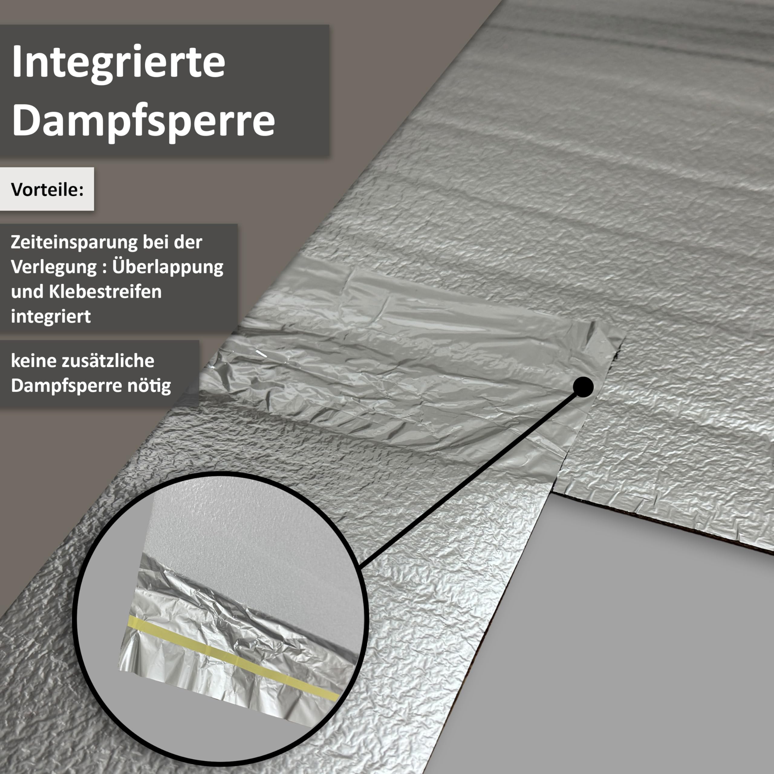 uficell® Aislamiento acústico de aluminio Plus de espuma de polietileno con barrera de vapor de aluminio, grosor de 2 mm, aislamiento acústico perfecto para suelos laminados y parqué (2 mm de grosor,