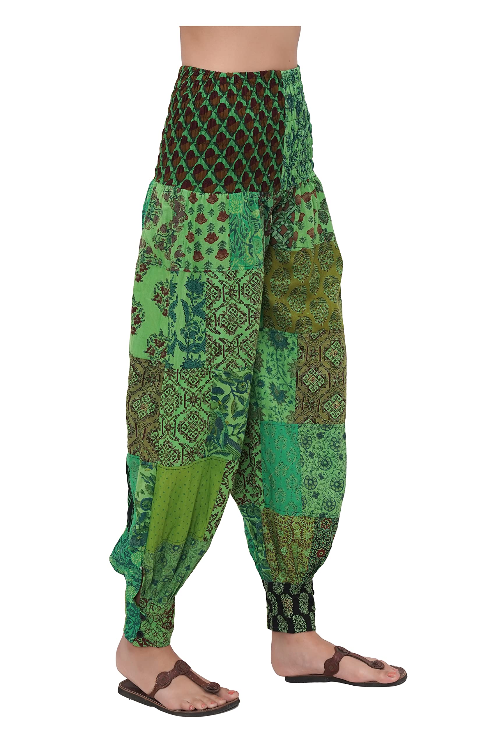 SUVASANAMen's & Women's Loose Fit Smoking Waist Patch Work Yoga Wide Leg Harem Pants