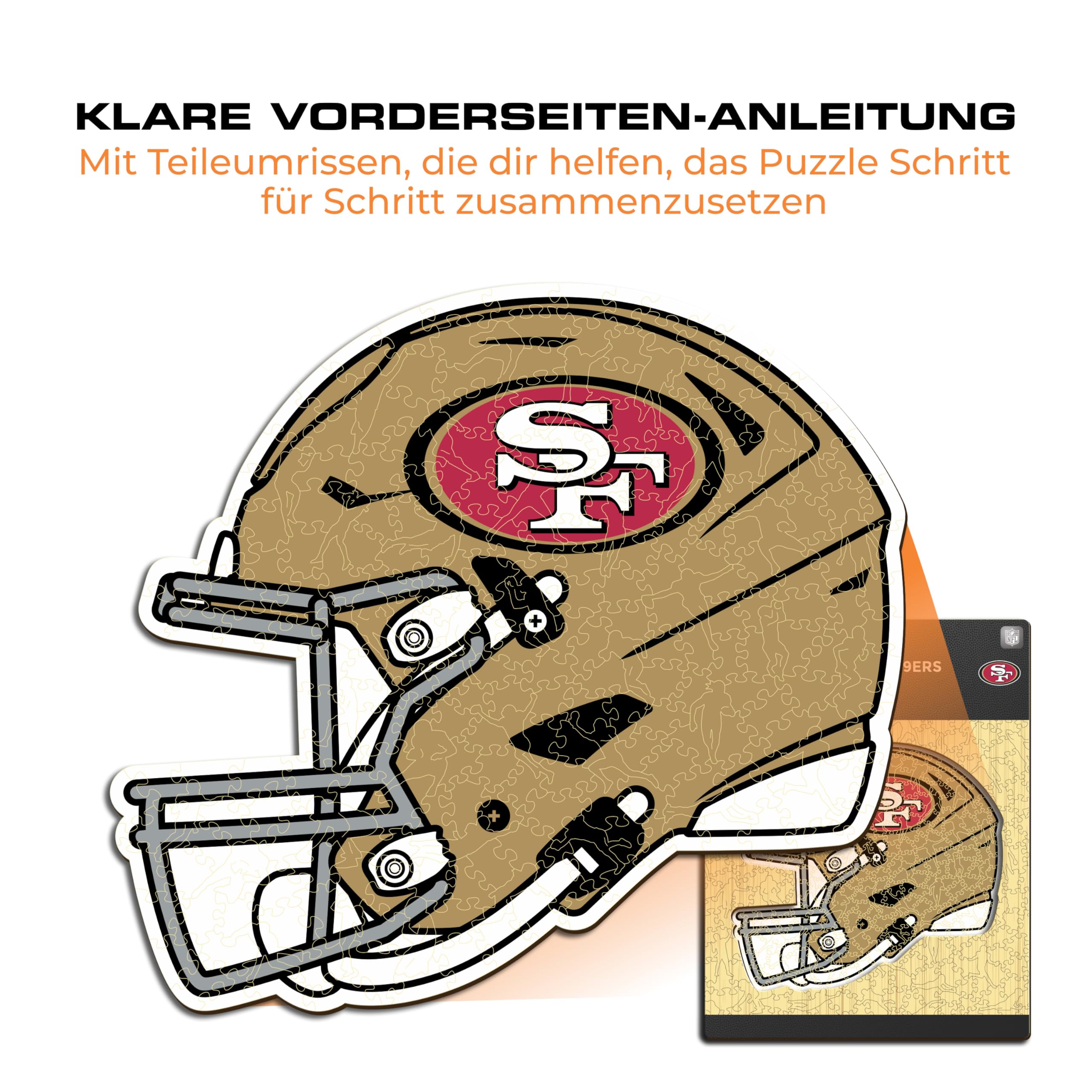 Iconic Puzzles – Helm San Francisco 49ers, offiziell Lizenziertes NFL-Holzpuzzle, 100% nachhaltig, Geschenk für Erwachsene und Kinder, Größe L, 500 Teile