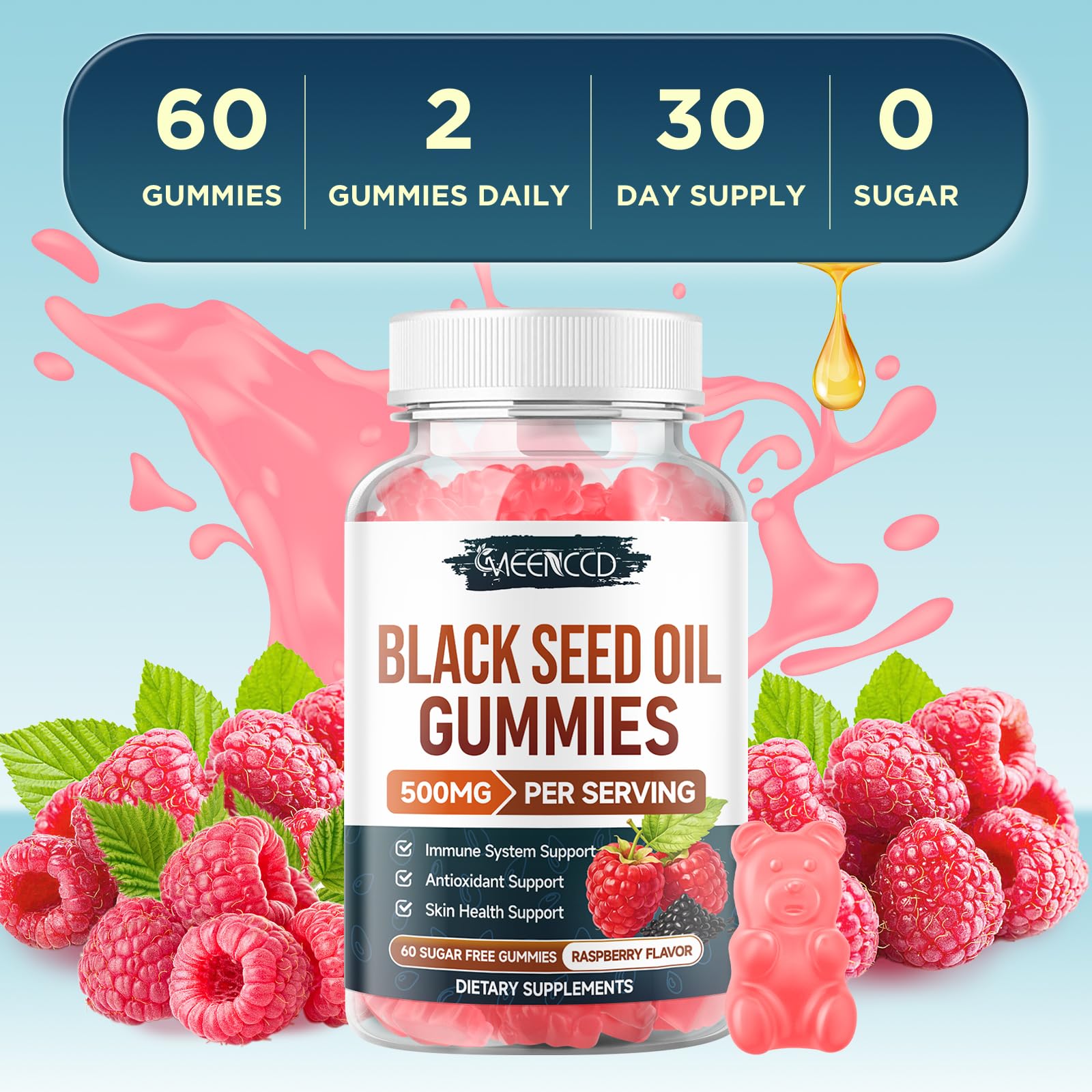 Black Seed Oil Gummies, Cold Pressed Black Seed Oil Supplement, 60 Count — Amazon image 8
