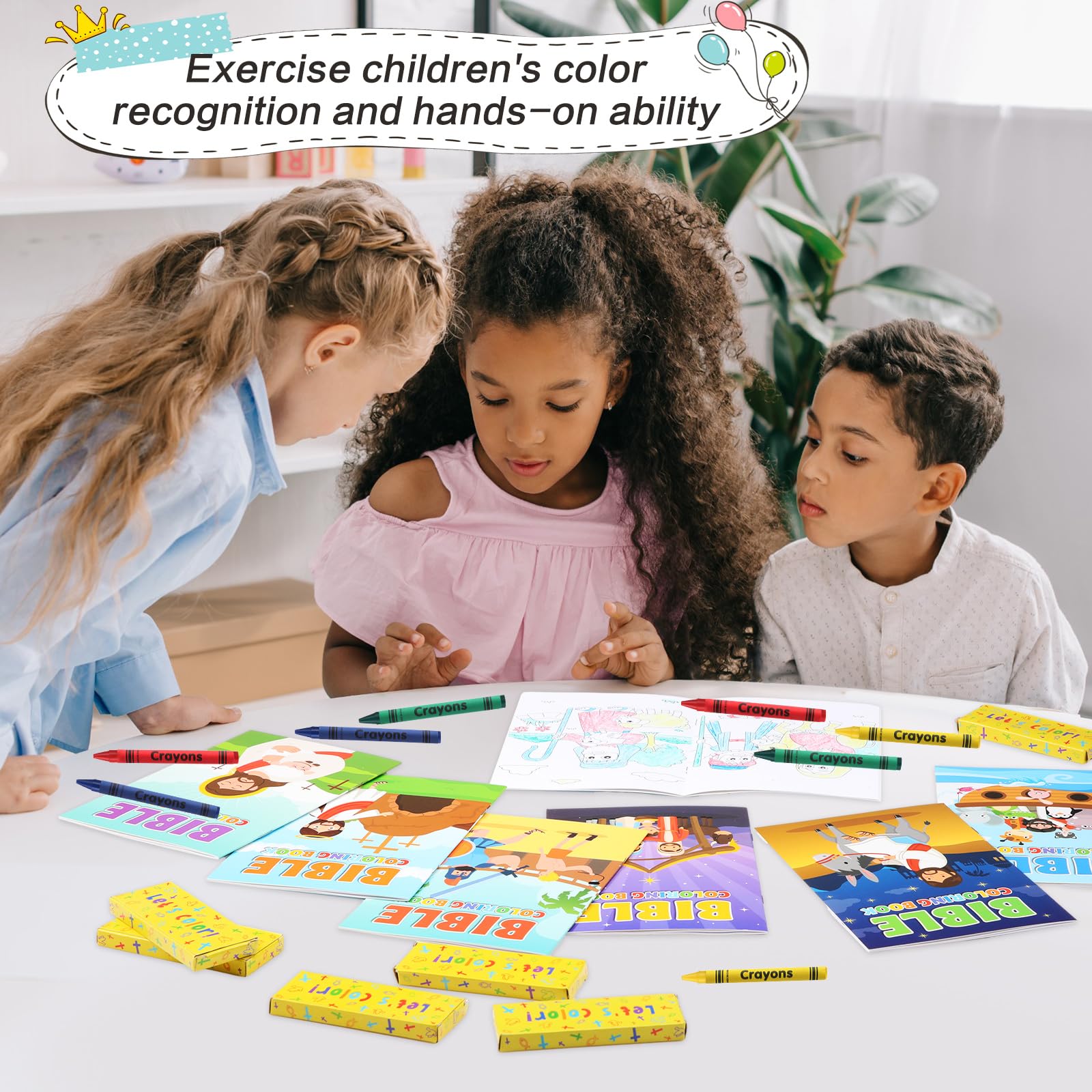 Gilprop Bibel-Malbücher mit Buntstiften für Kinder, Bibelvers, religiöse Zeichenbücher, christliche Malbücher für Kinder, Bibel-Party, Geschenke, 24 Stück