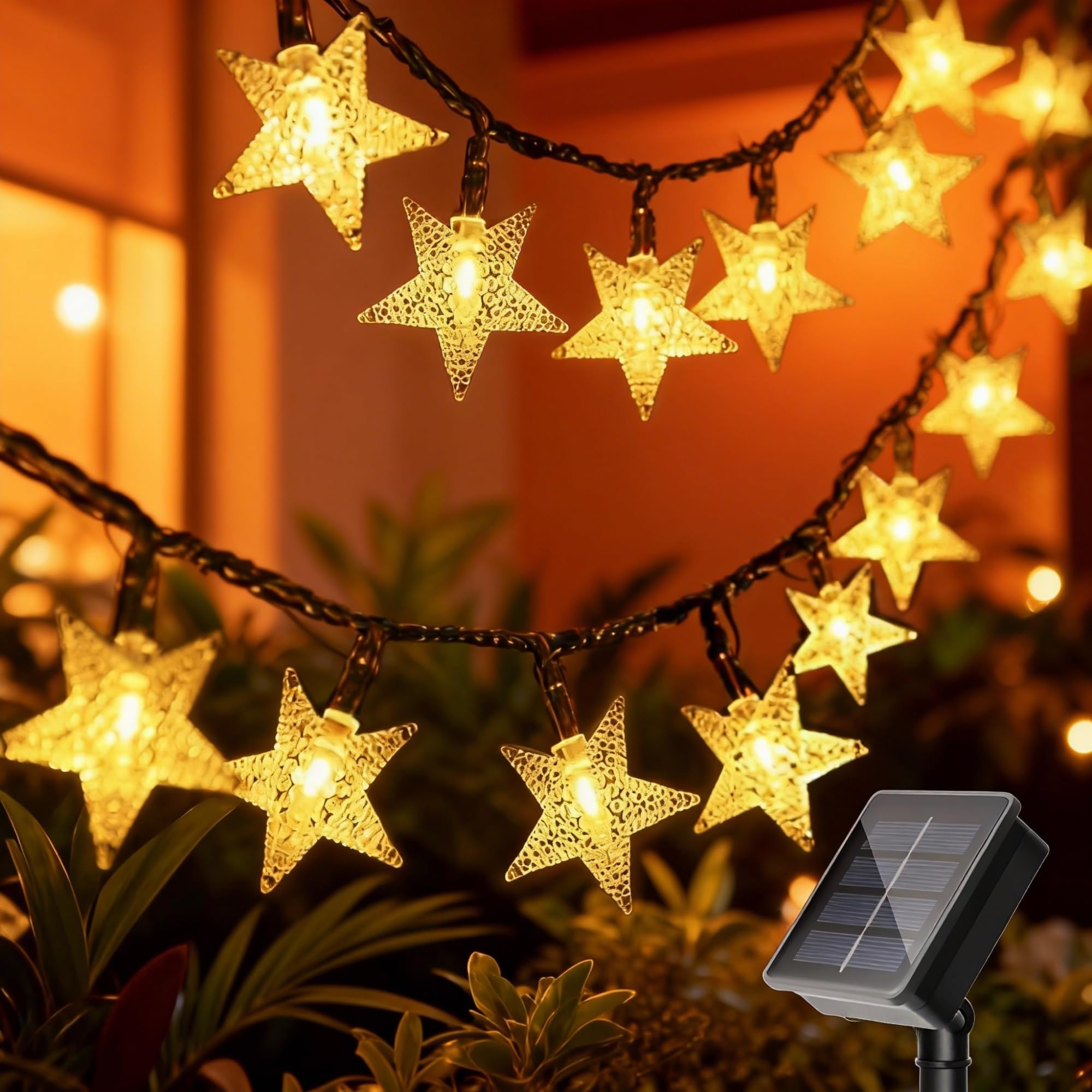 Twinkle - Guirnalda de luces solares impermeables para exteriores, 39 pies, 100 LED con 8 modos de iluminación para Navidad, Halloween, boda, fiesta, árbol, jardín (blanco cálido)