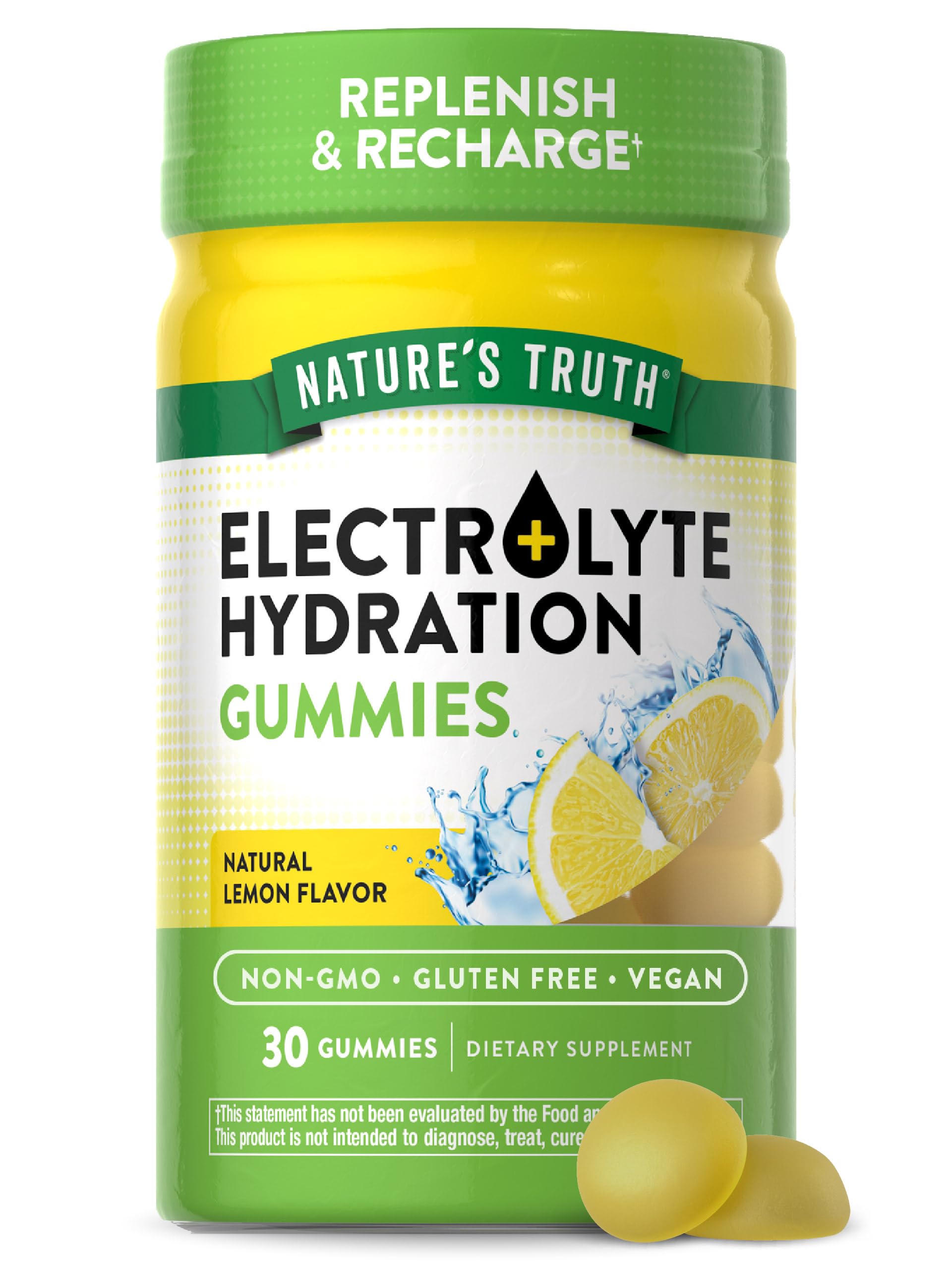 Nature's Truth Electrolyte Gummies for Hydration | 30 Count | Vegan, Non-GMO & Gluten Free Supplement | Lemon Flavor