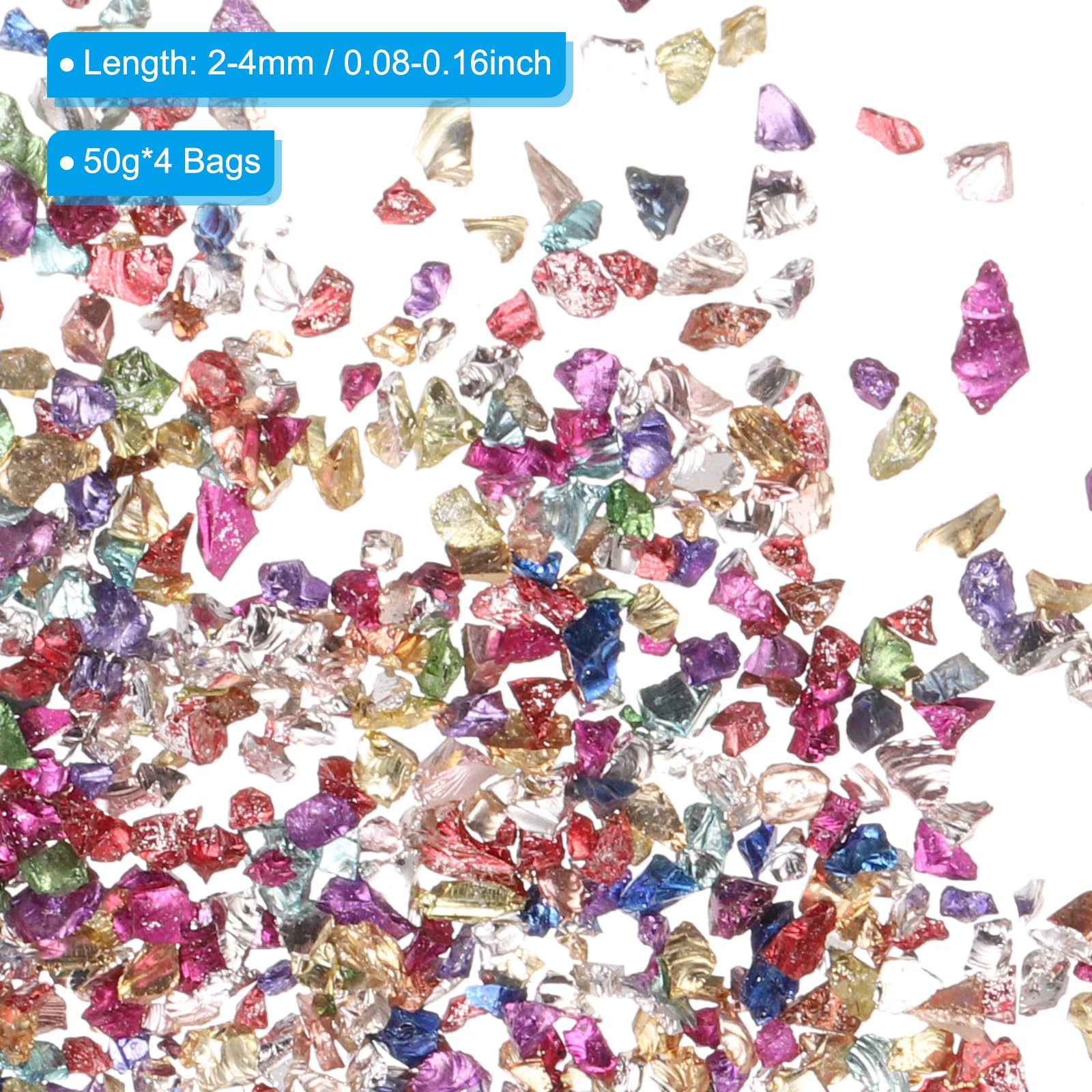 PATIKIL 200g Crushed Glass Glitters, 2-4 mm Colorful Irregular Chips, Chunky Stones for Nail Art DIY Craft Jewelry Multicolored - Image 2