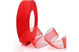 1 inch Red Holiday Ribbon: Sheer Chiffon for Enchanting Gifts and Decorations