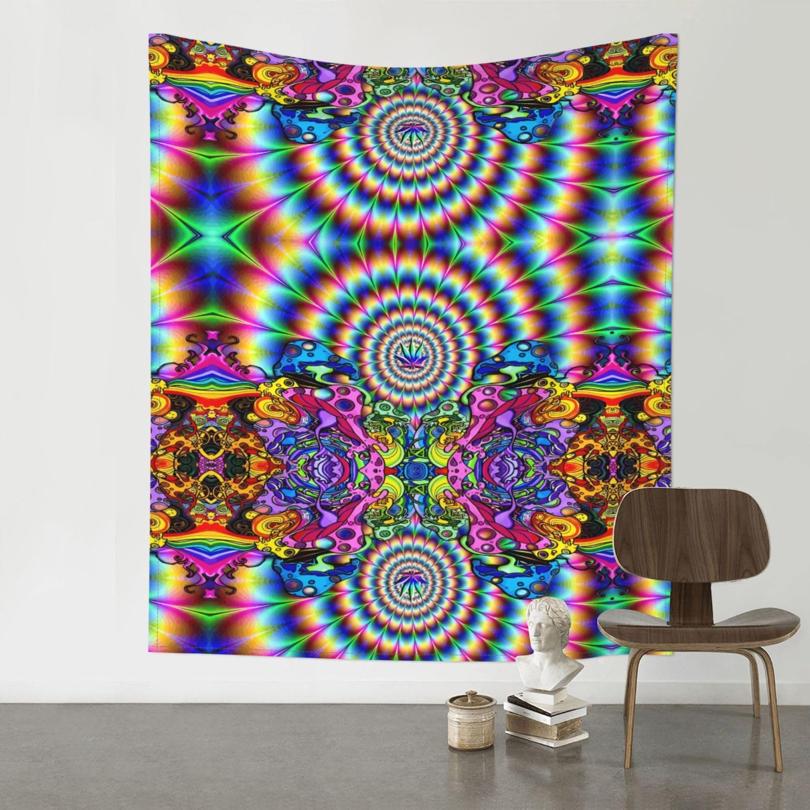 HJFCZH Abstract Mushroom Colorful Mandala Prints Wall Tapestry 60x51in – Boho Decor Throw for Bedroom, Dorm, Beach Cover & Picnic Blanket