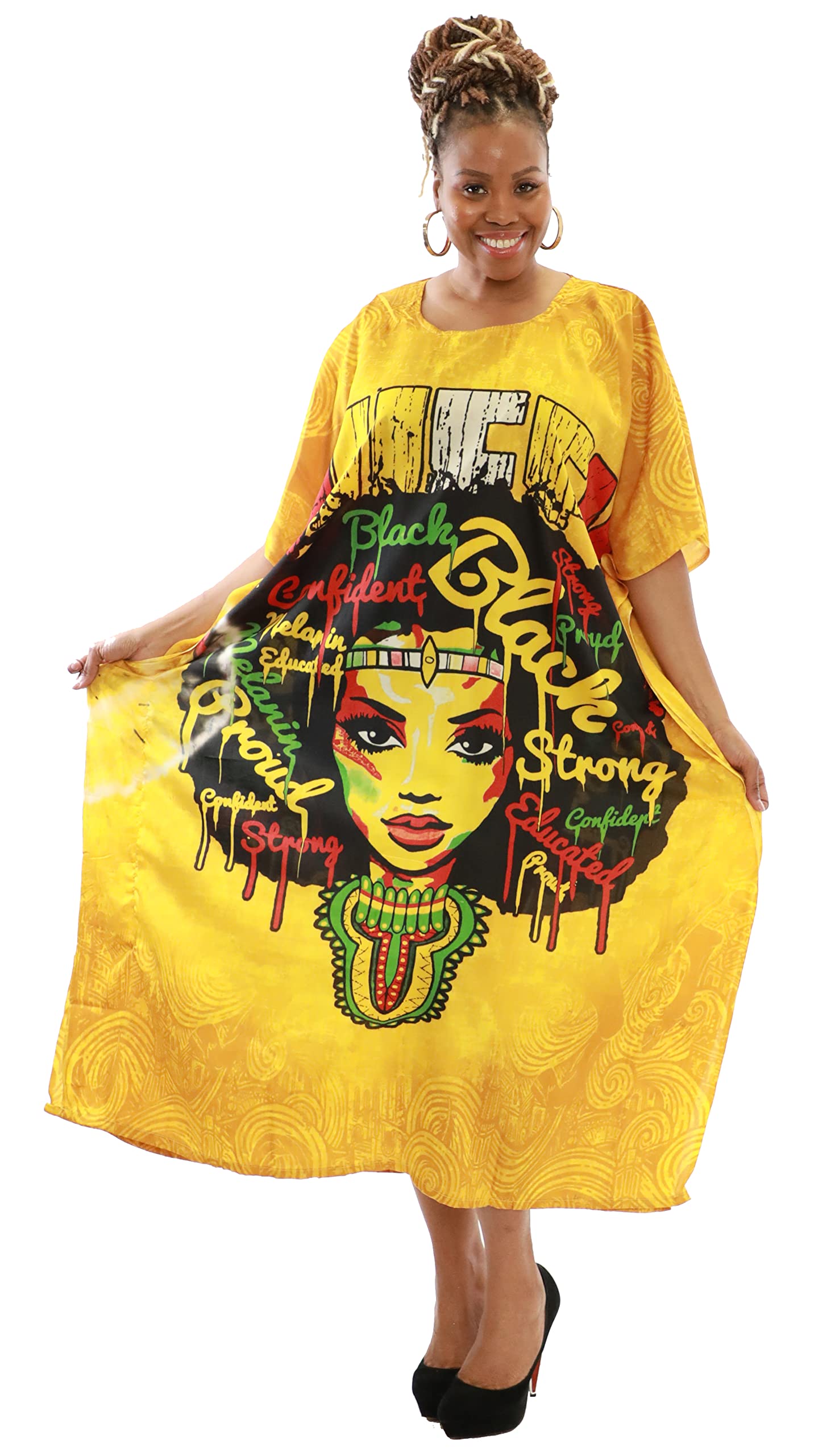 KARA CHIC BY NF Kaftan Dress African Print Loose-Fit Maxi Dresses For Beach Casual wear Lounge wear Cover