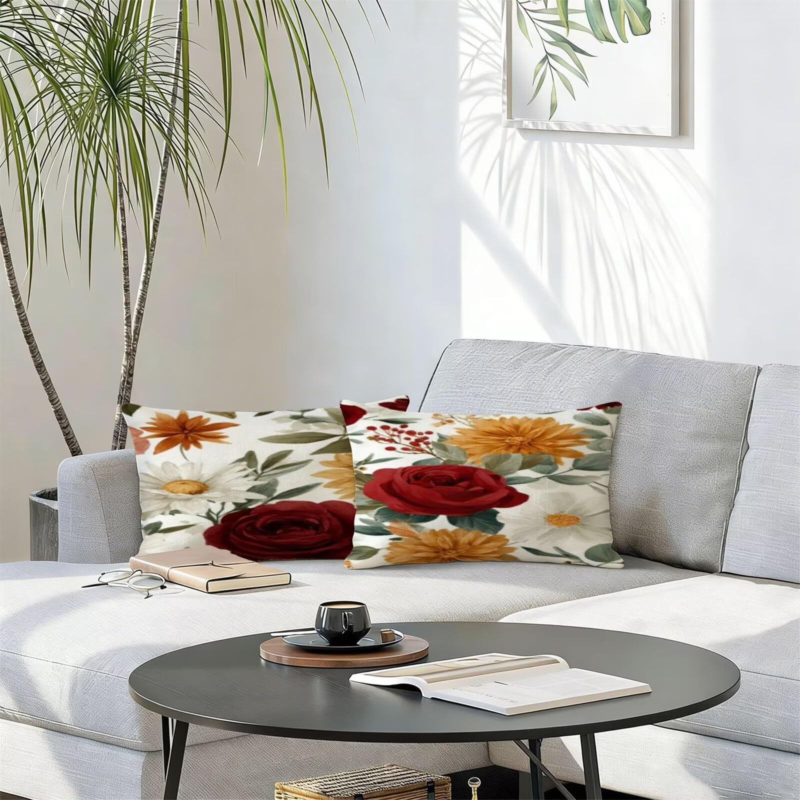 Générique Housse Coussin Exterieur Impermeable 50x60cm Botanique Décoratif Taie d'oreiller Decoration Flower Housse de Coussin Exterieur Impermeable pour Salon de Jardin Lot 2. T-592