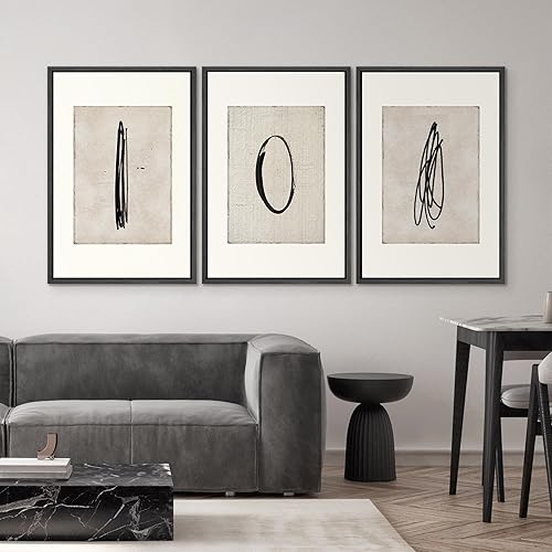 Miniatura 4 de SIGNWIN Lienzo enmarcado para pared juego de arte de pintura moderna de mediados de siglo trazos de formas abstractas ilustraciones arte moderno