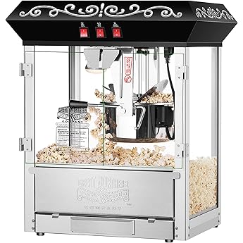 Pop Heaven Popcorn Machine - 12oz Stainless-Steel Kettle, Reject Kernel Tray, Warming Light, and Accessories by Great Northern Popcorn (Blue)