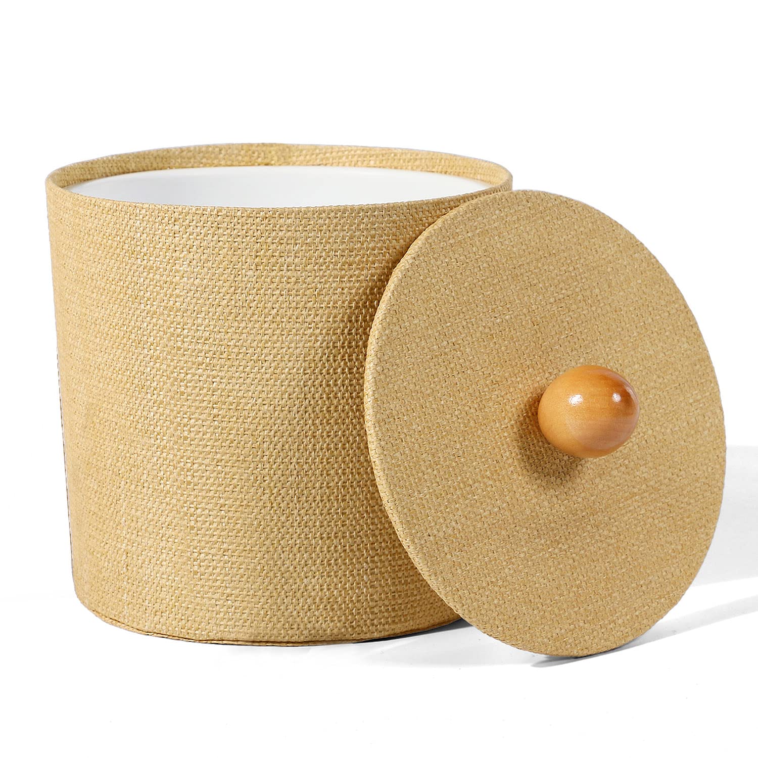 Sophinique Ice Bucket 3 Quart,Double Walled Ice Bucket, Insulated Faux Leather Ice Bucket, Natural Fabric Home Decorative Ice Bucket, Best for Home, Guest Rooms and Bar (Natural) SIMILAR TO LOT PHOTO 