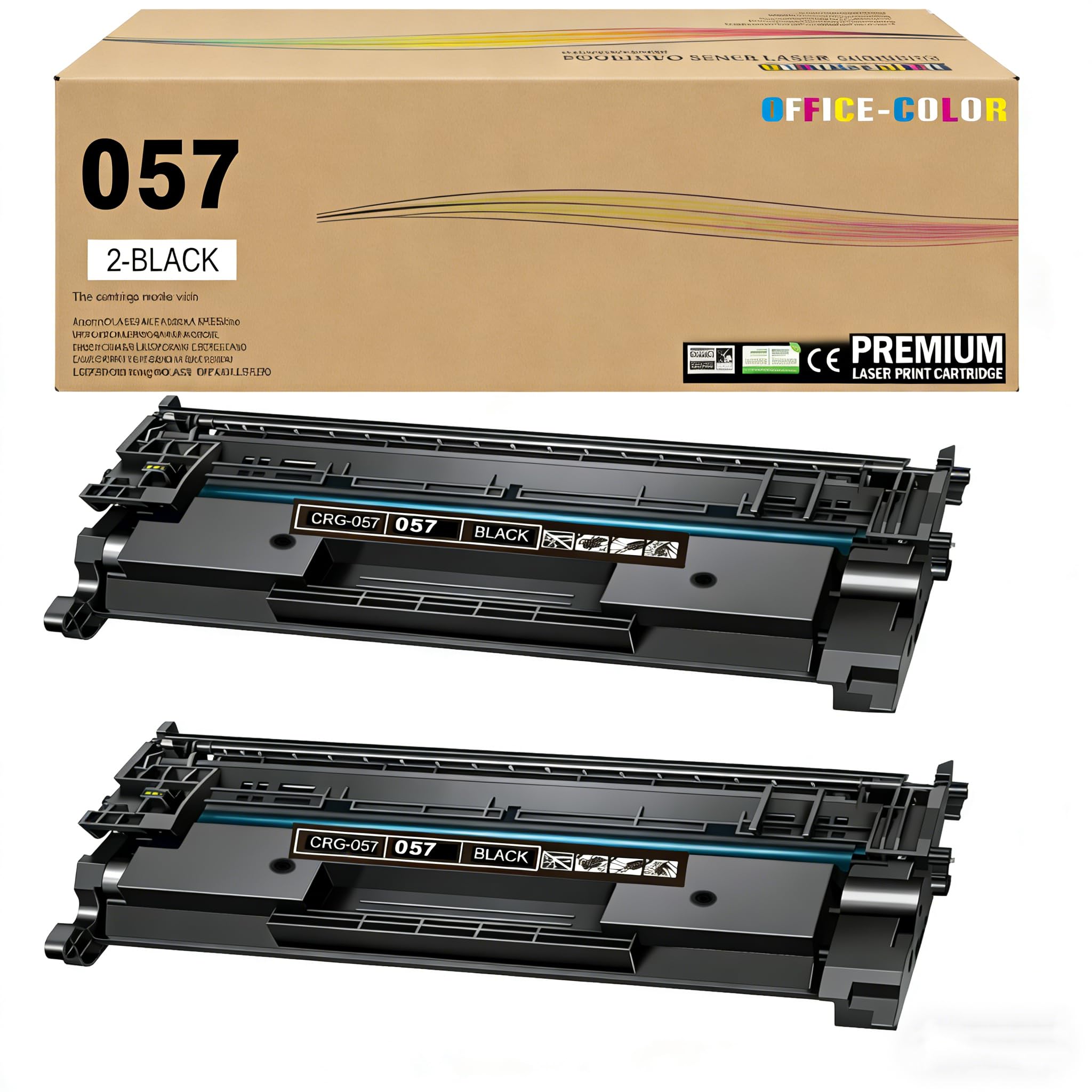 057 Black Toner Cartridge Replacement for Canon 057 CRG-057 2 Black
