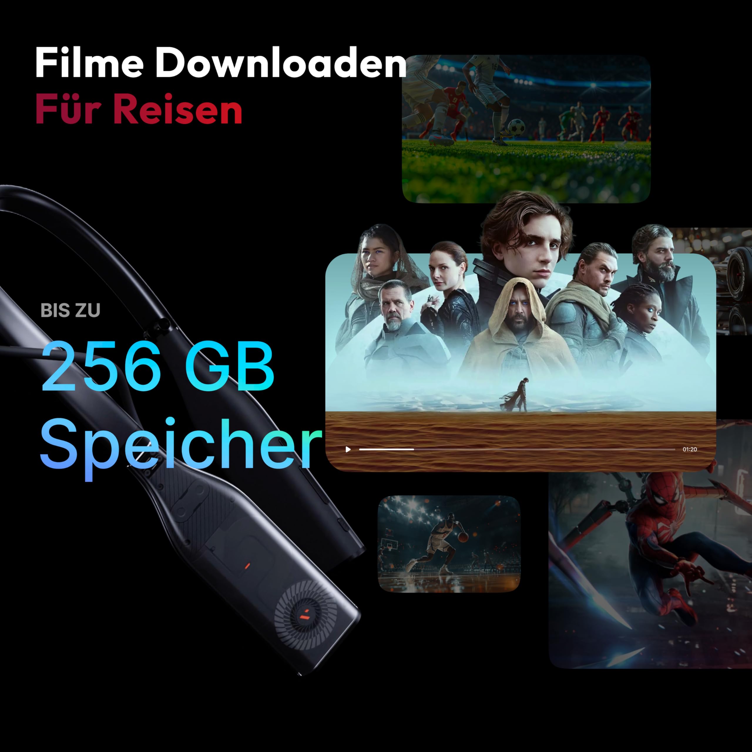 VITURE Pro Neckband, Offizieller Partner von PSPlay, Multi-Screen/3DoF/Smooth Follow/Ambient Mode, 3D Player, AI Assistant, nahezu kabellose Freiheit für Gaming & Streaming, 12GB+256GB