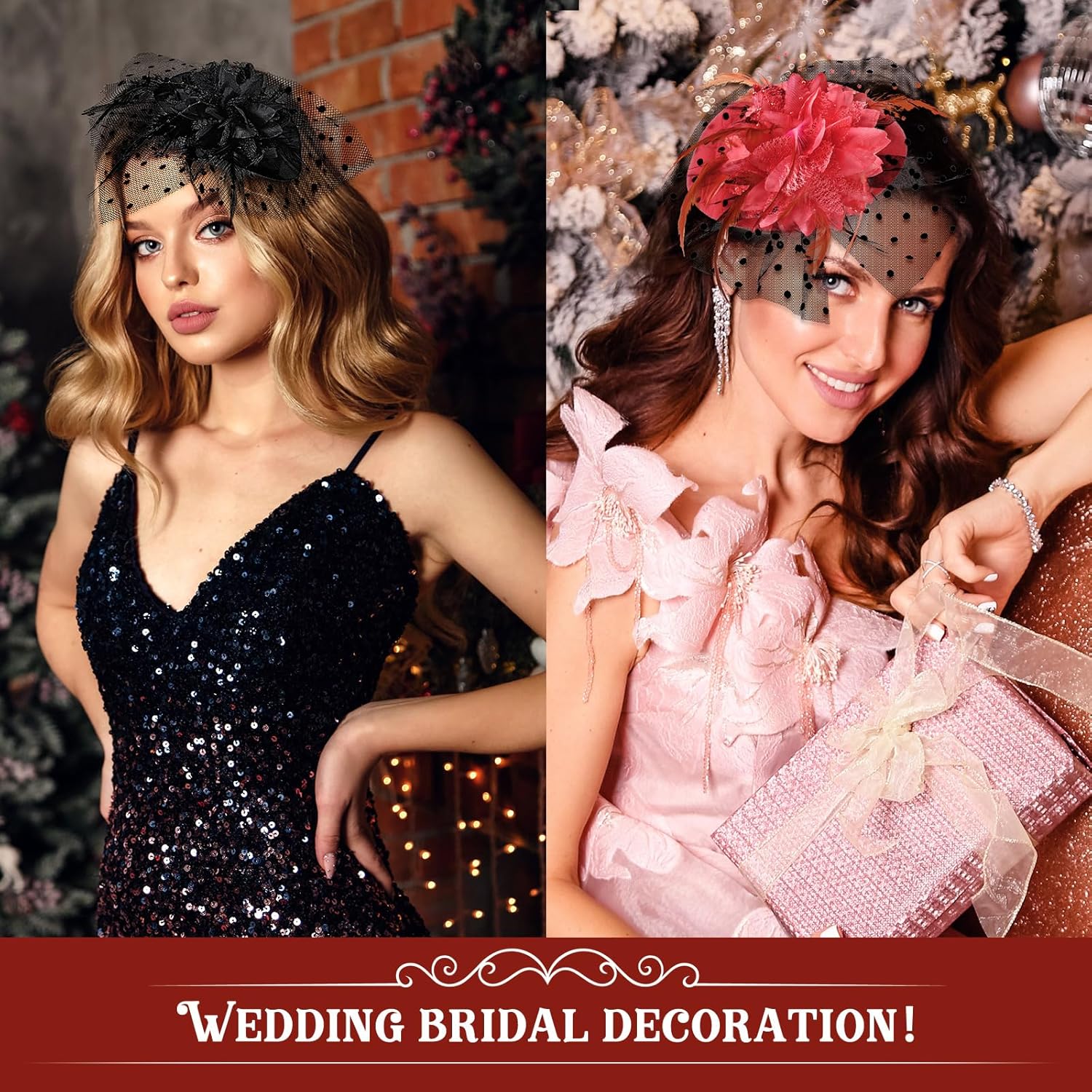 Jeyiour 15 Pcs Tea Party Hats for Women 20s Fascinators Pillbox Hats Headwear with Veil Flower Feathers for Wedding Church - Image 4