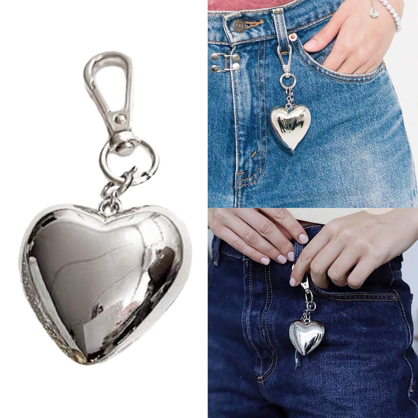 VOCUE Big Heart Keychain Silver Color Alloy Key Rings for Women