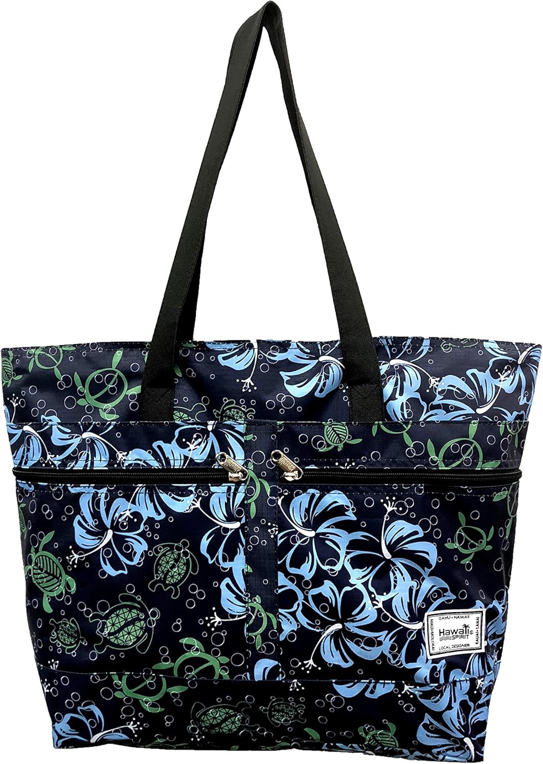 Hawaiian Print Double Zipper Tote Bag