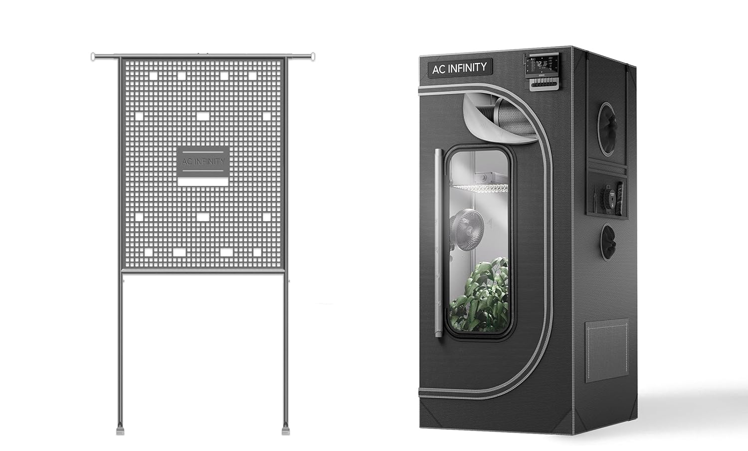 AC Infinity CLOUDLAB 722 2x2 Grow Tent Gear Board Bundle CLOUDLAB 722 24x24x72 Grow Tent with 1 Poles
