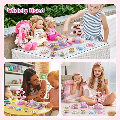 Miniatura 3 de Juego de fiesta de té de unicornio de 31 piezas, juego de fiesta de té de simulación, suministro de fiesta de té de tarde, juguete de hora del té de