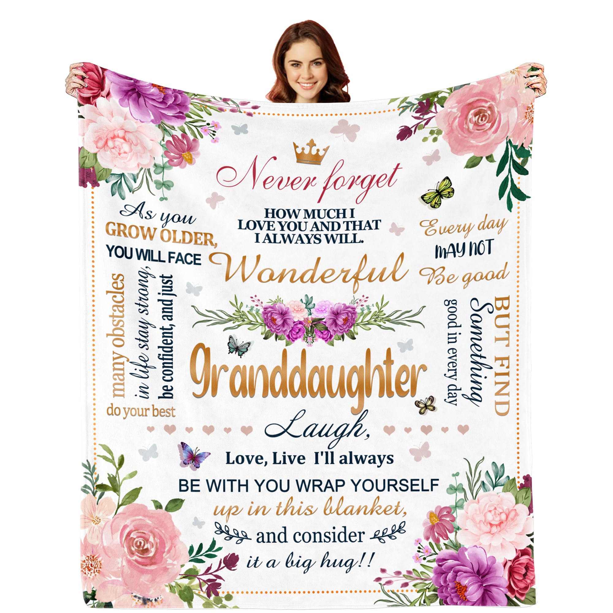Granddaughter Gifts from Grandma, Granddaughter Birthday Gift Ideas, Gifts for Granddaughter Blanket, Graduation Gift for Granddaughter from Grandparents, to My Granddaughter Throw Blanket 60"x50"