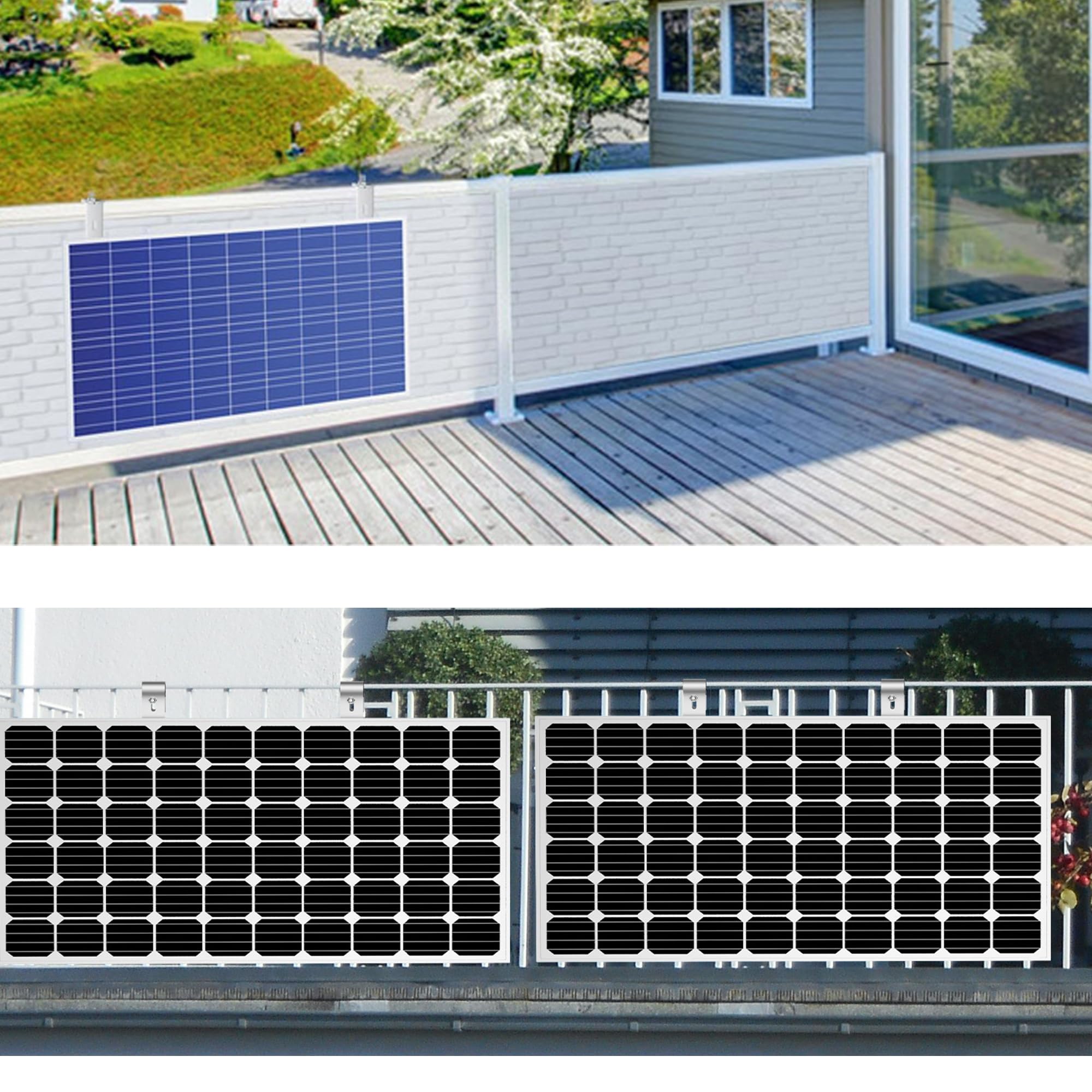 Lot de 4 crochets de fixation pour centrale électrique de balcon - Support de panneau solaire universel - Crochets pour balcon - Fixation solaire carrée