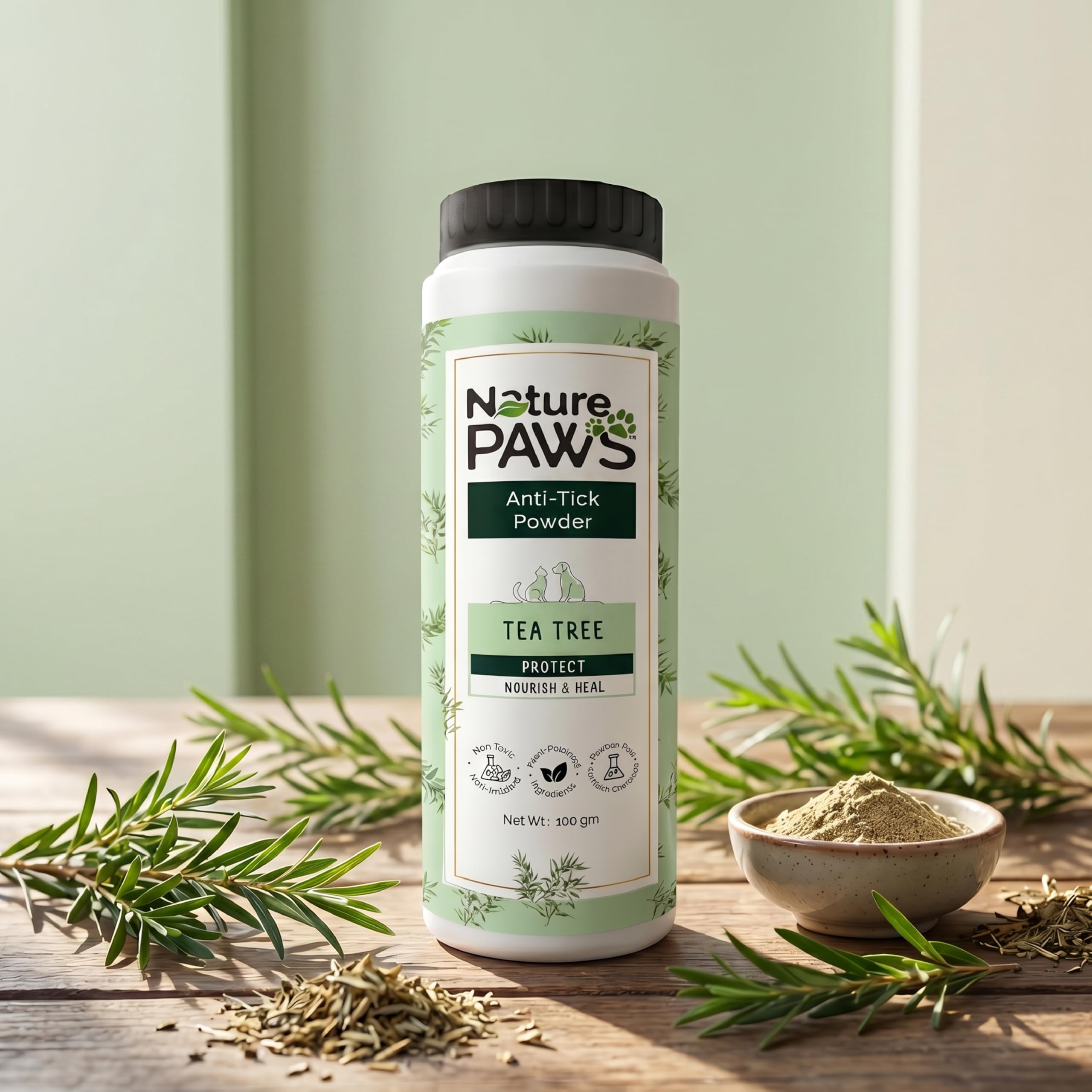 Orange Pet Nutrition Tea Tree Oil Grooming Talc Powder for Dogs & Cats - 100g | Natural Flea & Tick Repellent, Anti-Itch, Deodorizing & Soothing Skin Relief | Suitable for All Breeds 4