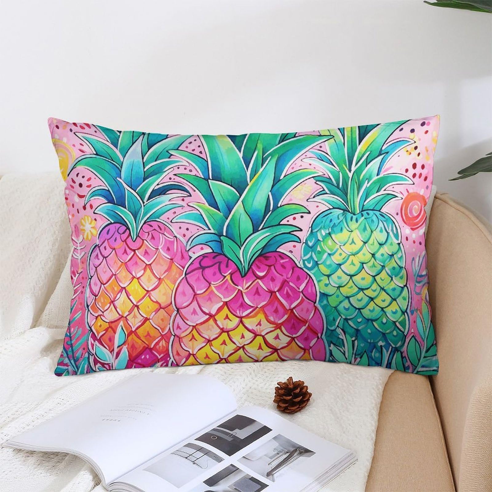 NTVOWPZO Decoration Throw Pillow Covers 12 "x20 Pillowcases Covers Three Big Pineapples Soft Pillowcases Modern Farmhouse Home Decor Sofa Cushions Covers for Couch Bed Living Room