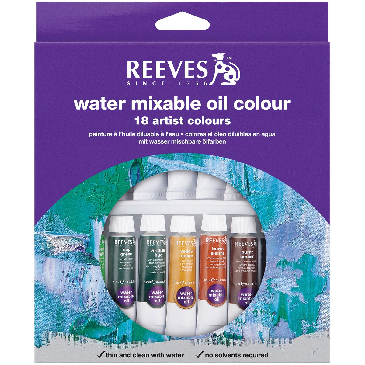 Reeves 10ml Water Mixable Oil Colour Tube Set (Pack of 18)
