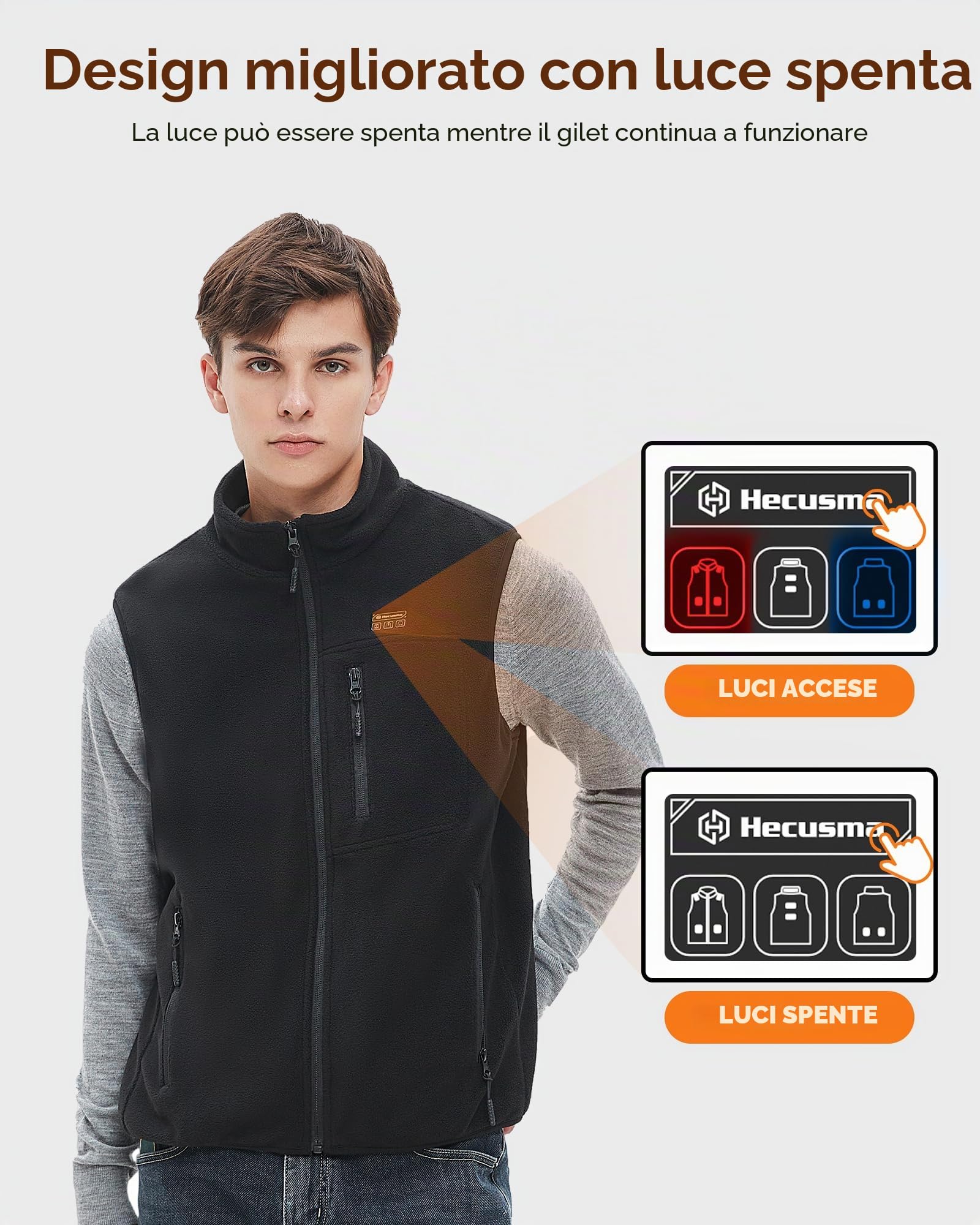 Pile Gilet Riscaldato Uomo con 16000mAh 7.4V Batteria Inclusa, Giubbotto Riscaldante per Uomini, Gilet Riscaldato in Pile per Caccia, Sci e Motociclismo all'Aperto-XL