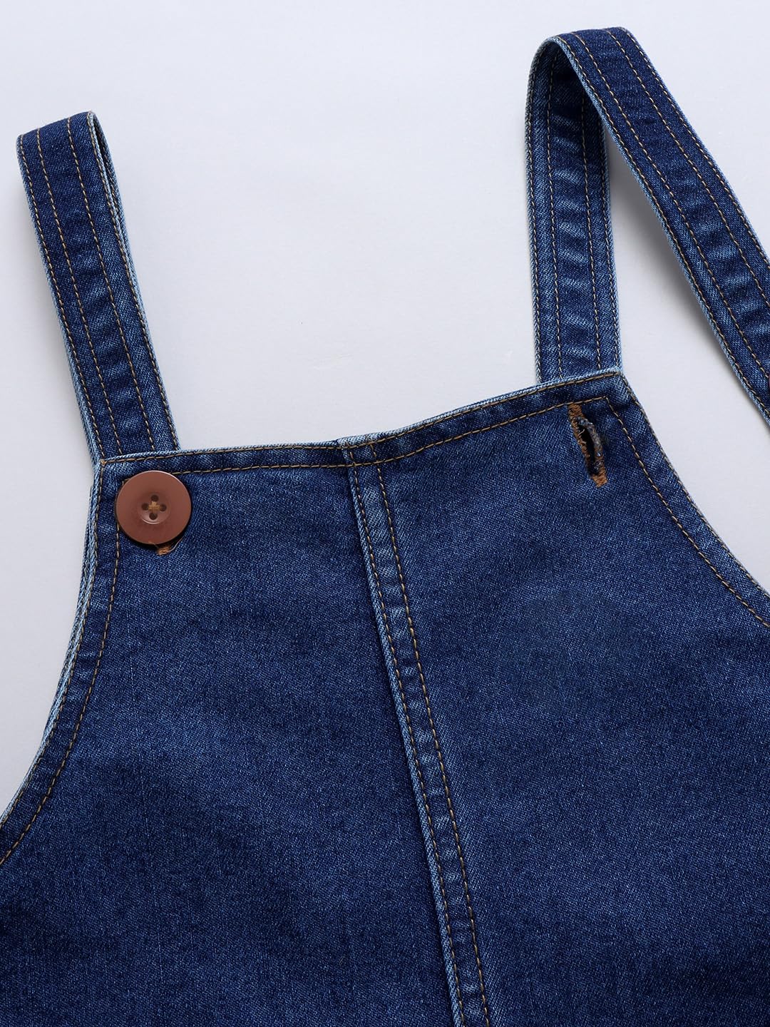 Naughty Ninos Girls Dark Blue Cotton Denim Dungaree Pants (NN01015DRS_11-12 Years) - Image 4 thumbnail