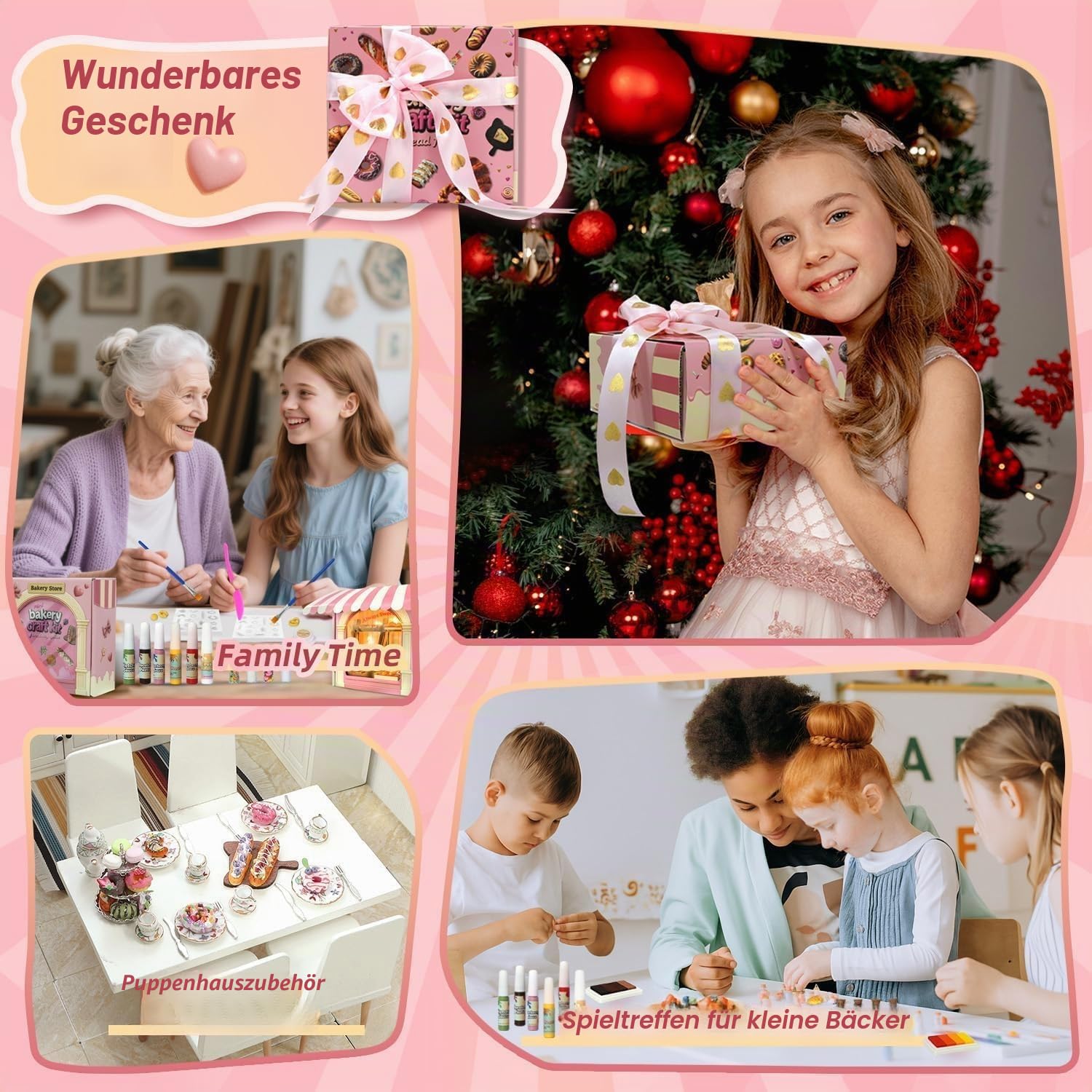iLAND Basteln Mit Kindern Modelliermasse Lufttrocknend Bastelset Mädchen 7 Jahre Clay Bäckerei DIY Set Basteln Geschenke Für 12 Jährige Mädchen Lustige Geburtstagsgeschenke Spielzeug Kreativ