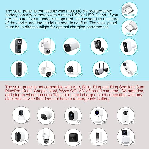 Miniatura 2 de Panel solar para cámara al aire libre, cargador solar impermeable IP66, fuente de alimentación solar continua para cámaras de seguridad, con cable