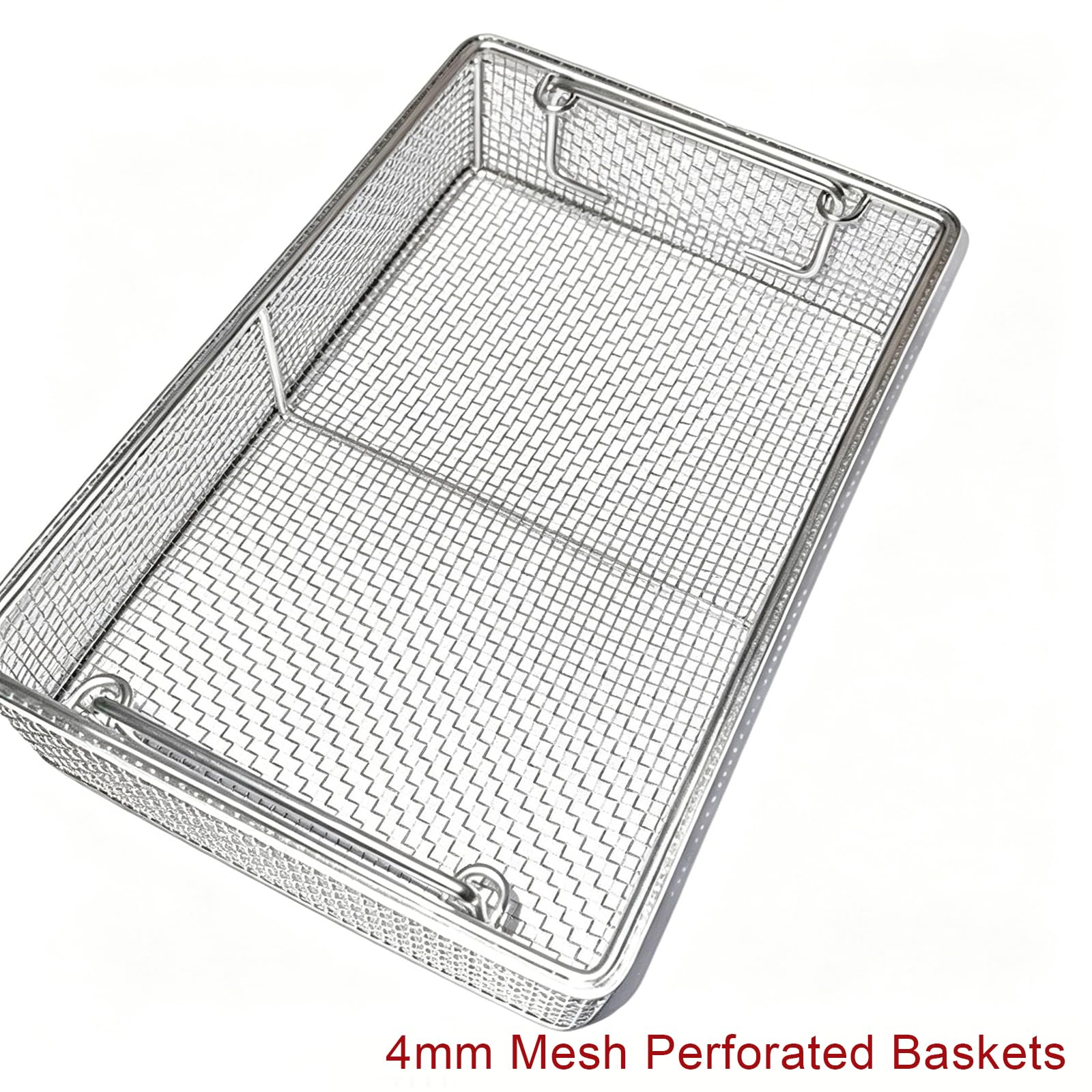 Cesta para instrumentos quirúrgicos, bandeja de malla de acero inoxidable 304 con mango retráctil para herramientas médicas y uso ortopédico, seguro para autoclave, diseño duradero