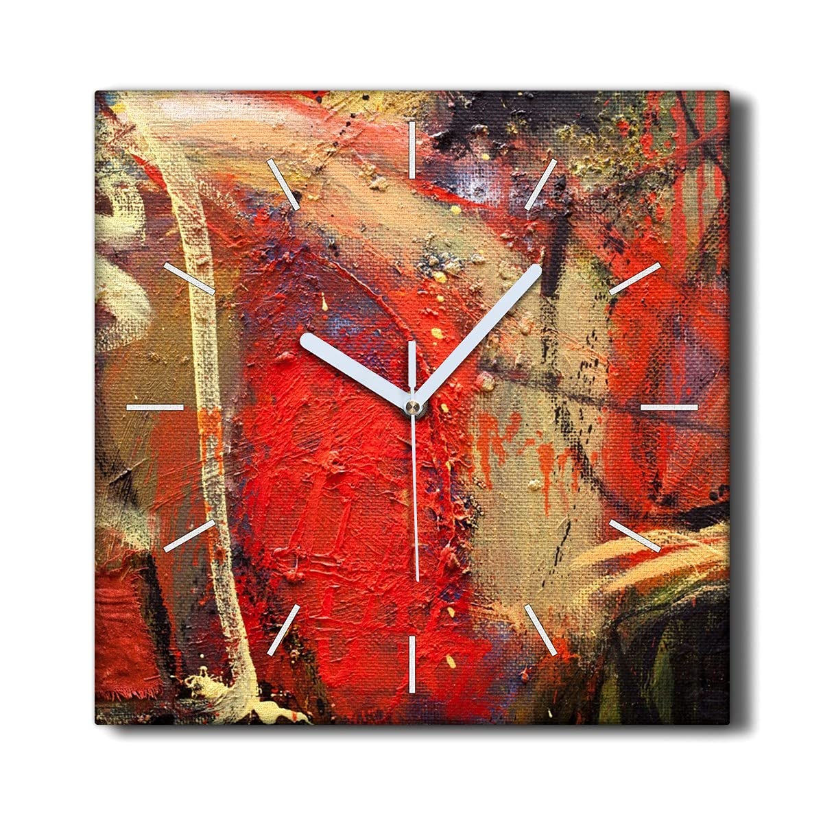 Horloge sur toile 30x30 cm motif peinture à l'huile silencieuse pour décoration du salon