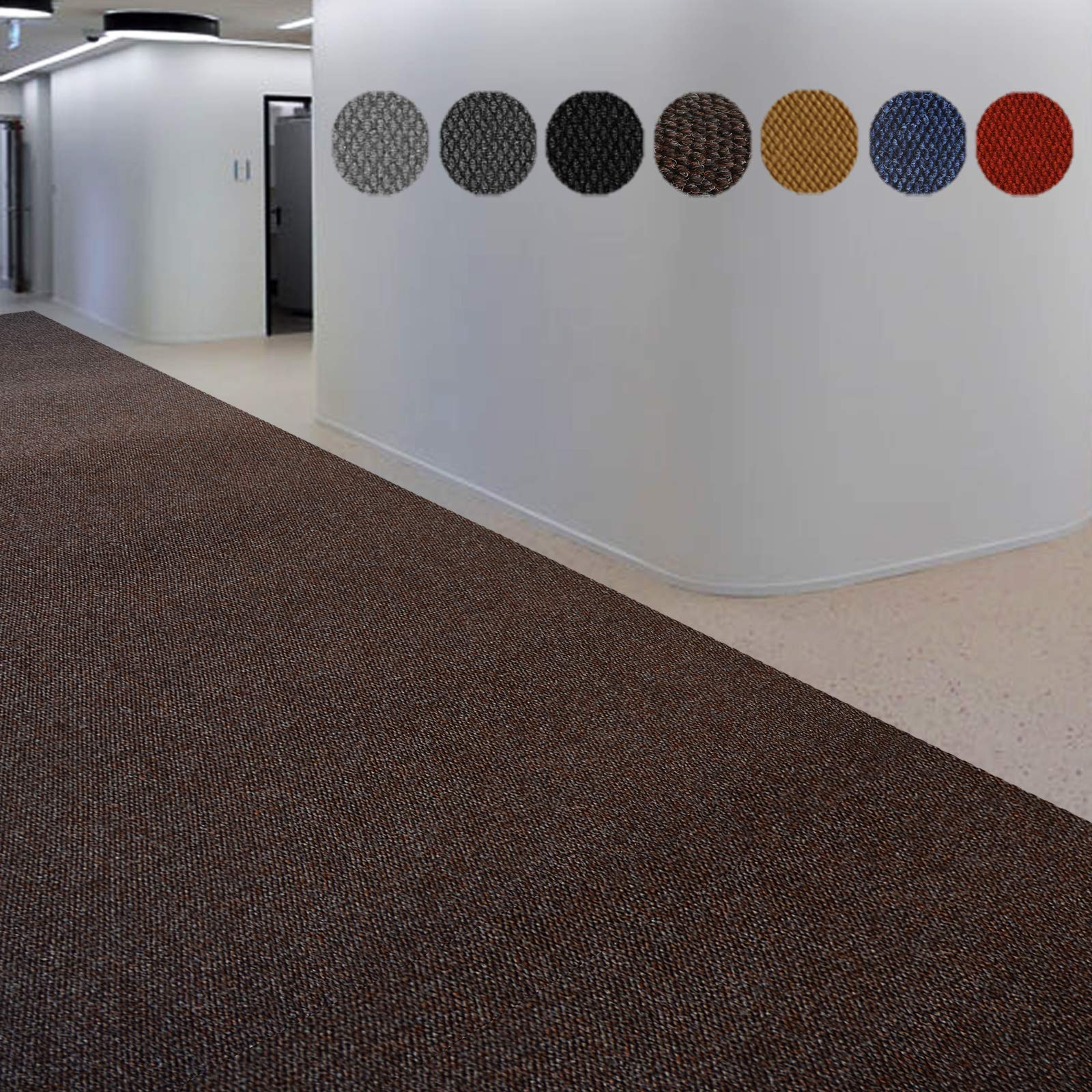 KARAT Hong Kong, tappetino antisporco, resistente ai raggi UV, lavabile, grande capacità di trattenere lo sporco, superficie elegante, retro in gel antiscivolo (marrone, 120 x 300 cm)