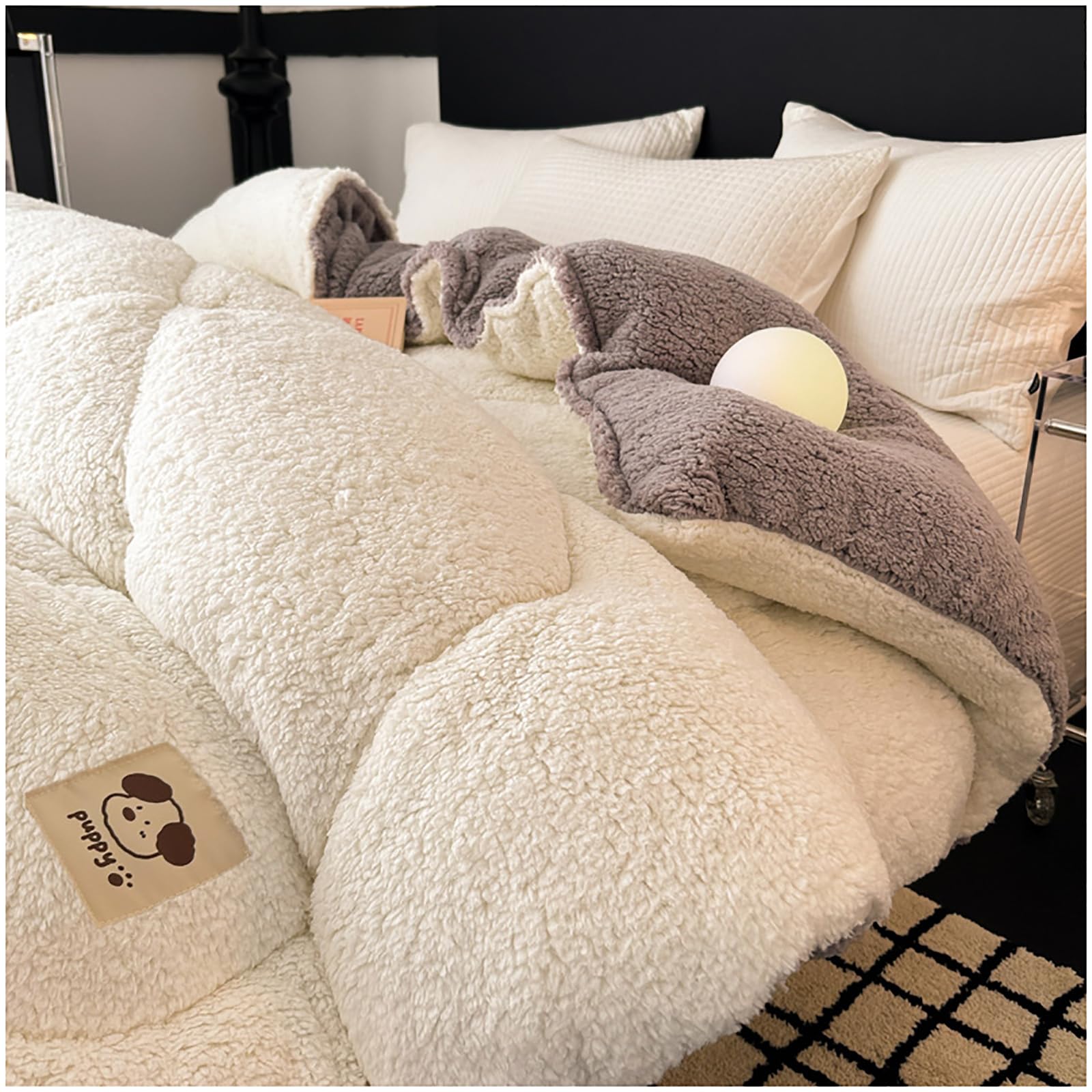 ZTGL Manta Sherpa Franela Reversible para Cama 150/180/200, Manta Polar Reversible, Edredón Nórdico con Borreguito Gruesa, Suave, Caliente, Transpirable para Invierno,Cream a,200x230ccm(4kg)