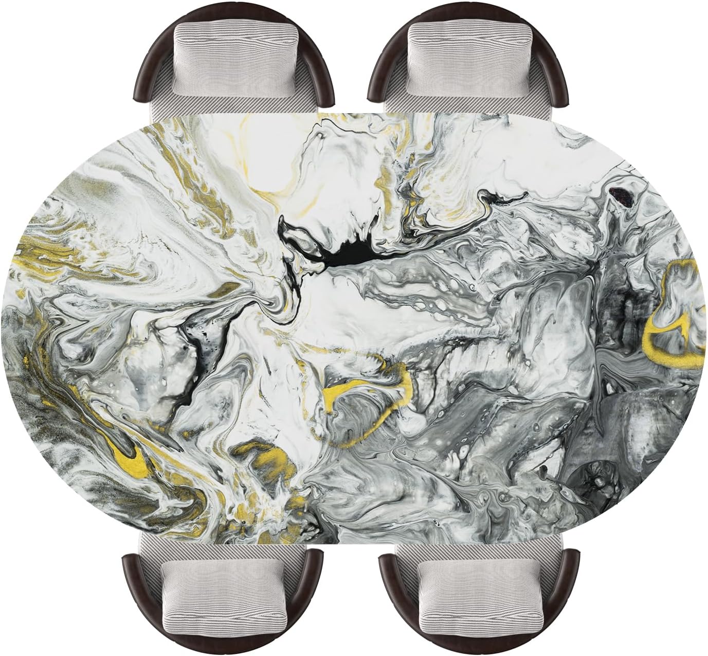 Oval Fitted Tablecloth Marble Texture Background Waterproof Wrinkle Resistant Elastic Edge Table Cloths for Kitchen Dining Party Holiday Buffet, Fits 48"x80" Oval Tables