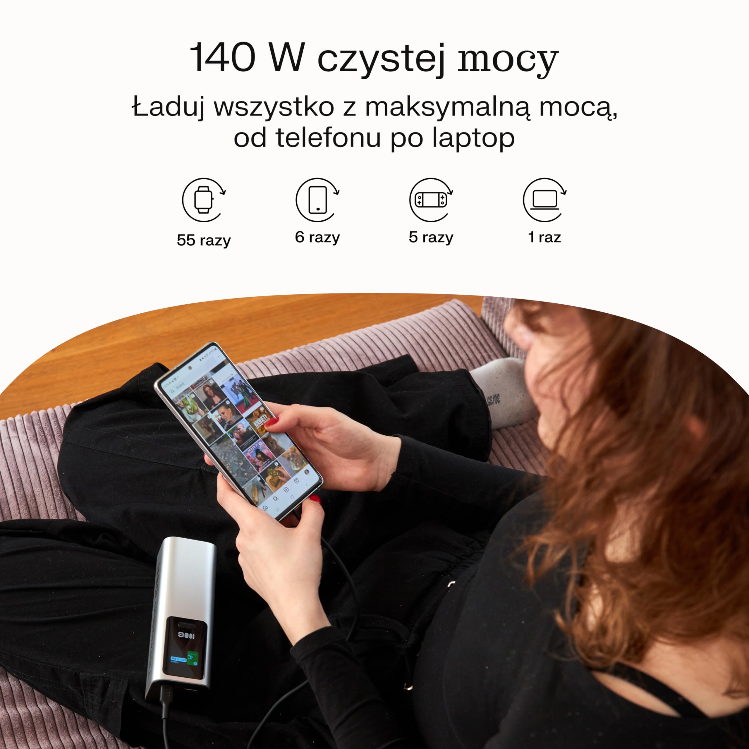 Greencell PowerPlay Ultra Powerbank 25200 mAh 140 W, USB-C PD, szybkie ładowanie laptopa, MacBook, iPhone 16/15/14 Pro Max, wyświetlacz LCD, zewnętrzna ładowarka do urządzeń o dużym zapotrzebowaniu na