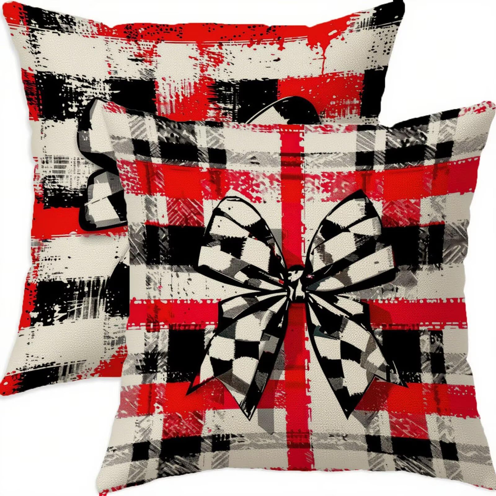 Housse coussin 65x65cm noir vintage pour décoration de salon