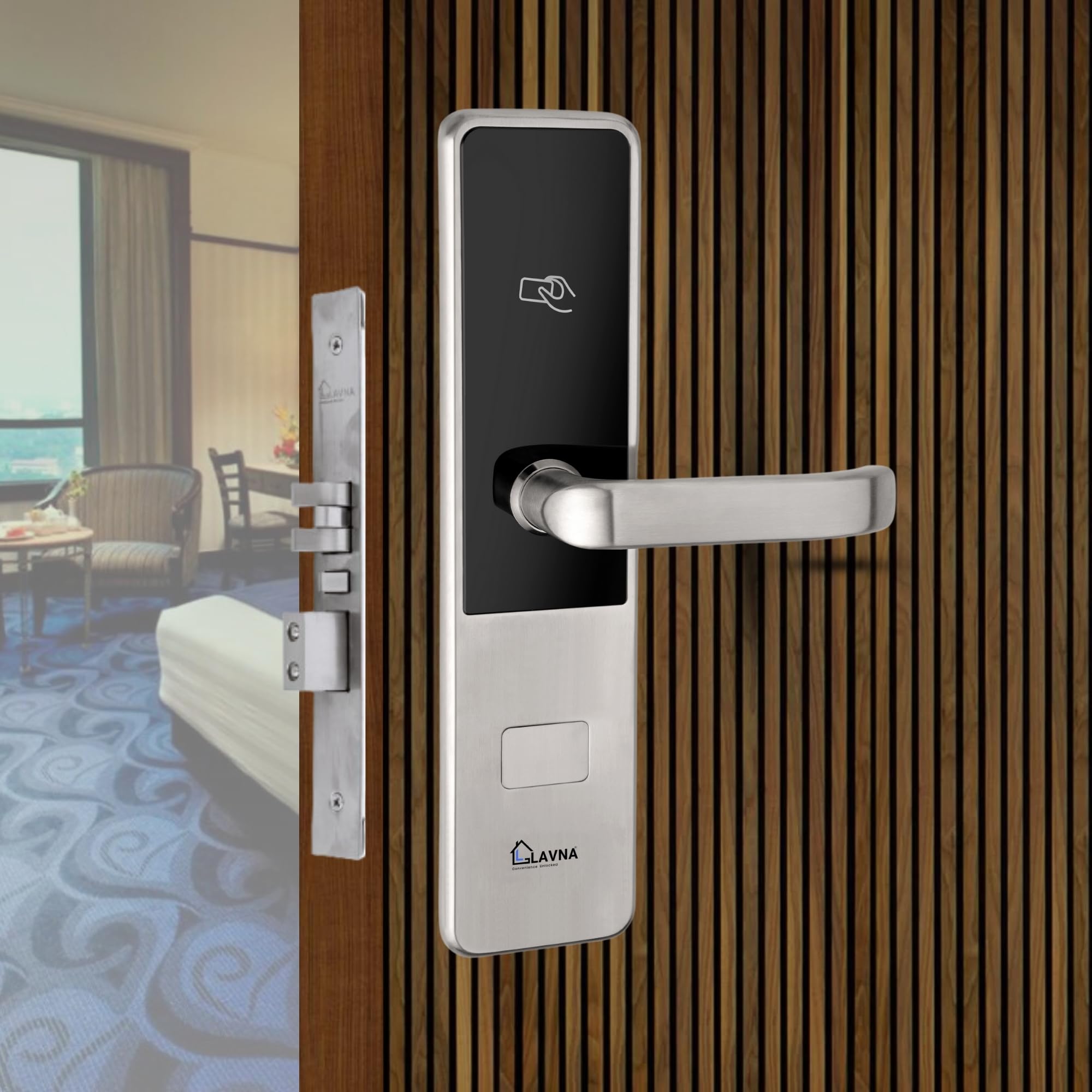 LAVNA Digital Hotel Door Lock with 3 Way Access, Card | Mobile App | Key Access for Hotel | Resort | Pg Room Doors | SS Heavy Lock Body | Super Durability (Right Hand Side)-image-17