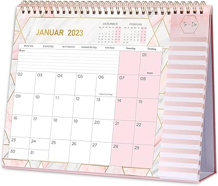 Tischkalender 2023 - 12 Monatskalender 2023 von Januar bis Dezember