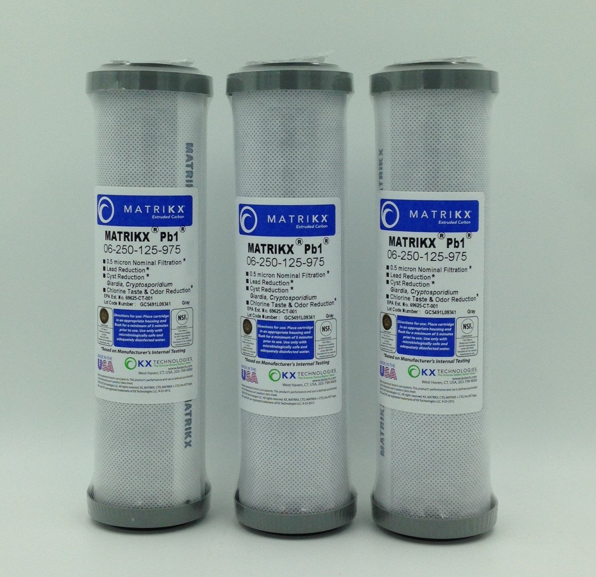 KX MATRIKX Pb1 25,4 cm długości wytłaczany karbonowy wkład filtrujący, 3-pak